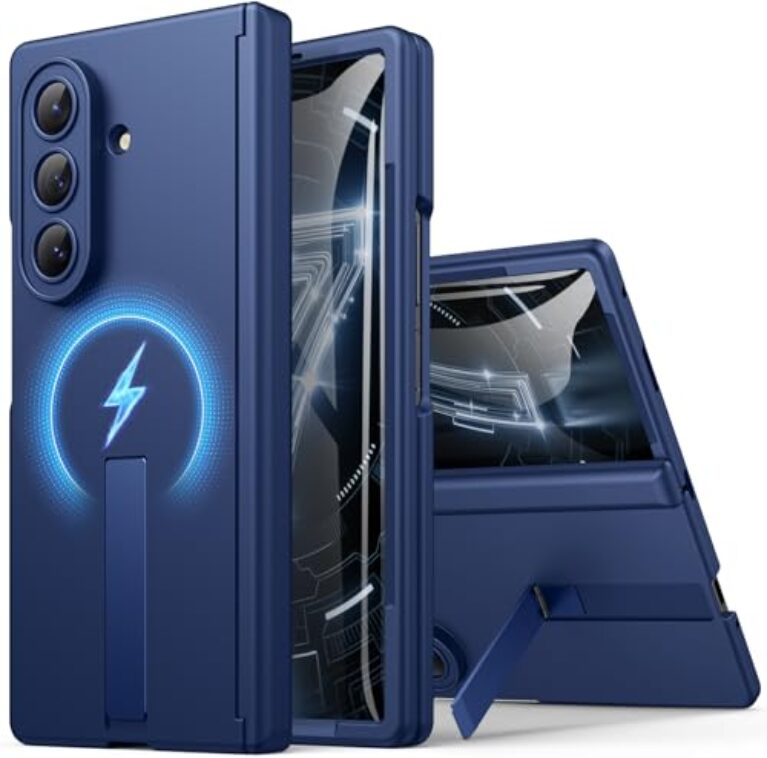 BXYJY Capa para Samsung Galaxy Z Fold 7 com suporte, compatível com MagSafe, protetor de tela frontal, proteção para câmera e dobradiça, capa de celular magnética fina e robusta para Samsung ZFold 7
