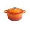 Caçarola - Caçarola redonda de esmalte de porcelana rígida com cobertura antiaderente, panela de sopa de 20 cm, laranja