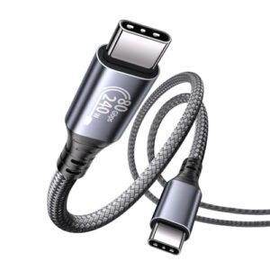 Cabo USB 4 de 2 m para Thunderbolt 5 de 80 Gbps, largura de banda de até 120 Gbps para carregamento duplo de 8K, 240W PD 3.1, cabo de vídeo trançado USB C compatível com Thunderbolt 4/5, SSD, MacBook