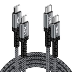 Cabo USB C de 240 W de carregamento rápido para iPhone 17 Air 17 Pro 17 Pro Max 16 Plus 16E 15 Pro, cabo Carplay USBC para USBC para celular Android para Samsung Galaxy S25 Ultra S24 FE S23 A17 A26