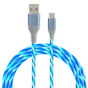 Cabo USB C LED de 1,8 m, carregador de telefone tipo C com fluxo de água, carregamento rápido e cabo de dados compatível com Samsung Galaxy S24/S23/S21 telefone 16/15 e mais (azul)