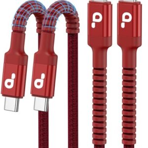 Cabo USBC para C de 1,8 m, pacote com 2 cabos USB C, cabo de carregamento rápido tipo C, cabo de carregador USB trançado de nylon compatível com iPhone 17/16/15/Pro/Plus/Pro Max/Samsung Galaxy S23/LG