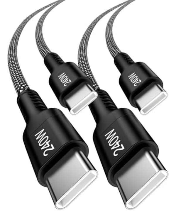 Cabo USB C para USB C de 240W para iPhone 17, pacote com 2/1,8 m, cabo USB-C para C trançado tipo C para Apple iPhone 17/16/15 Pro Max, Samsung S25/S24, Google Pixelsnap 10/9, MacBook Air/Pro