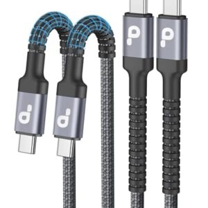 Cabo USBC para USBC de 3 m, pacote com 2 cabos de carregador USB C, cabo de carregamento rápido tipo C longo de nylon trançado, cabo carregador USB-C compatível com iPhone 16/15/Pro/Plus/Pro Max