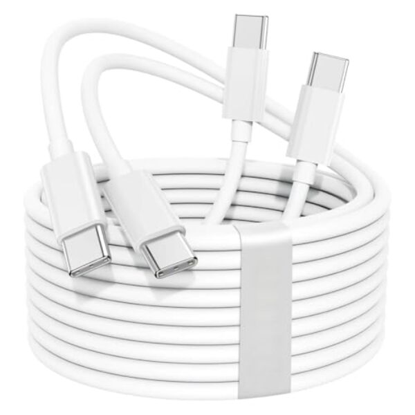 Cabo USB C para USB C, pacote com 2 cabos de carregamento rápido de 60 W 3FT USB tipo C para iPhone 16/16 Plus/16 Pro Max/15/15 Plus/15 Pro Max, MacBook Pro, iPad Pro Air, Samsung S24/S24 Ultra/S23