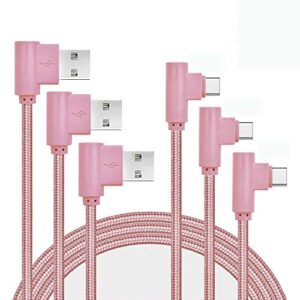 Cabo USB tipo C CTREEY 90 graus, pacote com 3, 0,9 m, 1,8 m, 3 m, cabo longo trançado de nylon, carregador USB tipo A para C, MacBook LG G6 V20 G5Google Pixel Nexus 6P Nintendo Switch Samsung Galaxy