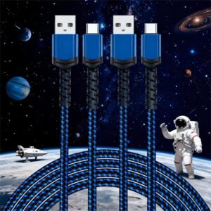 Cabo USB tipo C (pacote com 2 3 metros) USB-A para USB-C Cabo de carregamento rápido tipo C trançado de nylon para Galaxy S25 S24 S23 S22 S21S20 S10, Note 20 10, para iPhone 17 16 15, iPad, MacBook