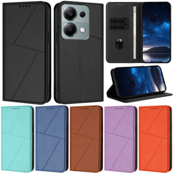 Caixa De Luxo Para Xiaomi Poco F7 Pro X7 5G X6 X5 M7 M6 4G F6 M5s 4G M4 5G M5 4G Livro Carteira Cartão Couro Flip Stand