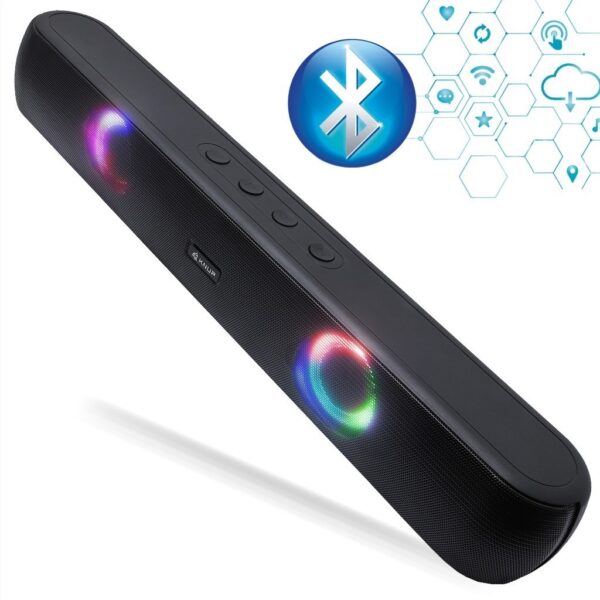 Caixa De Som Soundbar Bluetooth Tv Smart Led Rgb Sem Fio Auxiliar P2 PC Notebook Cartão SD USB