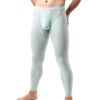 Calça legging masculina de seda térmica esportiva elástica respirável, Verde, M