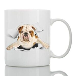 Caneca de buldogue britânico mais fofa - Caneca de café engraçada de cerâmica - Presente perfeito para amantes de cães - Caneca de café fofa novidade presente - Ótima surpresa de aniversário ou Natal para amigos ou colegas de trabalho, homens e mulheres (425 g)
