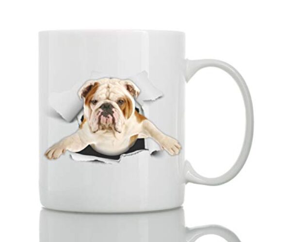 Caneca de buldogue britânico mais fofa - Caneca de café engraçada de cerâmica - Presente perfeito para amantes de cães - Caneca de café fofa novidade presente - Ótima surpresa de aniversário ou Natal para amigos ou colegas de trabalho, homens e mulheres (425 g)