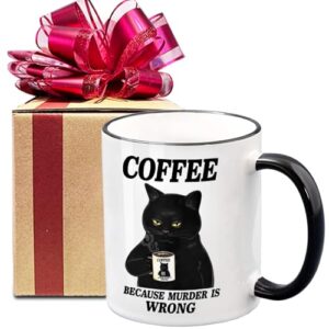 Caneca de café engraçada presentes de humor adulto para mulheres e homens - Caneca Coffee Because Murder is Wrong, aniversário, Natal, Elefante branco, presente de dia das mães para amigos de trabalho