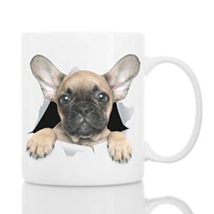 Caneca engraçada buldogue francês - Caneca de café engraçada de cerâmica - Presente perfeito para amantes de cães - Caneca de café fofa novidade presente - Ótima surpresa de aniversário ou Natal para amigos ou colegas de trabalho, homens e mulheres (325 ml)
