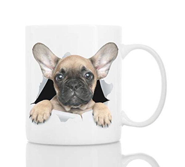 Caneca engraçada buldogue francês - Caneca de café engraçada de cerâmica - Presente perfeito para amantes de cães - Caneca de café fofa novidade presente - Ótima surpresa de aniversário ou Natal para amigos ou colegas de trabalho, homens e mulheres (325 ml)