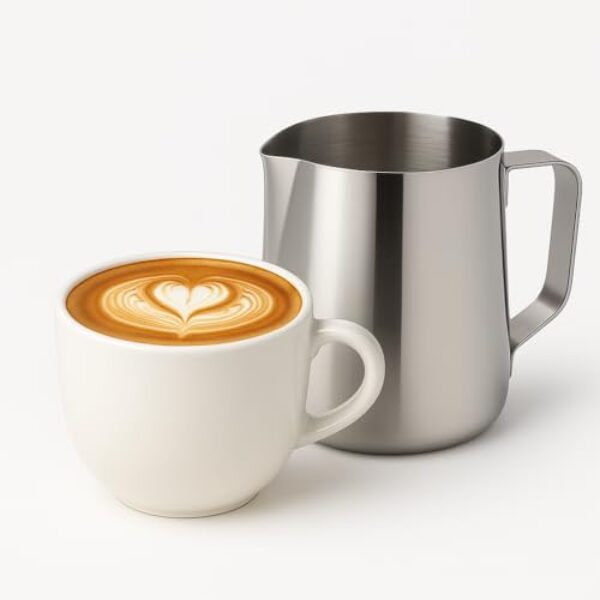 Caneca Medidora de Aço Inox 350ml – Copo para Café, Chá e Leite, Ideal para Cozinha, Barista e Receitas Gourmet