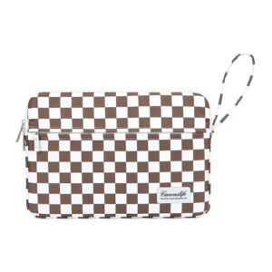 Canvaslife Capa para laptop com bolso para MacBook Pro de 14 polegadas e 35.6 cm-36.6 cm HP, Lenovo, Dell, ASUS, Acer Notebook (xadrez marrom)