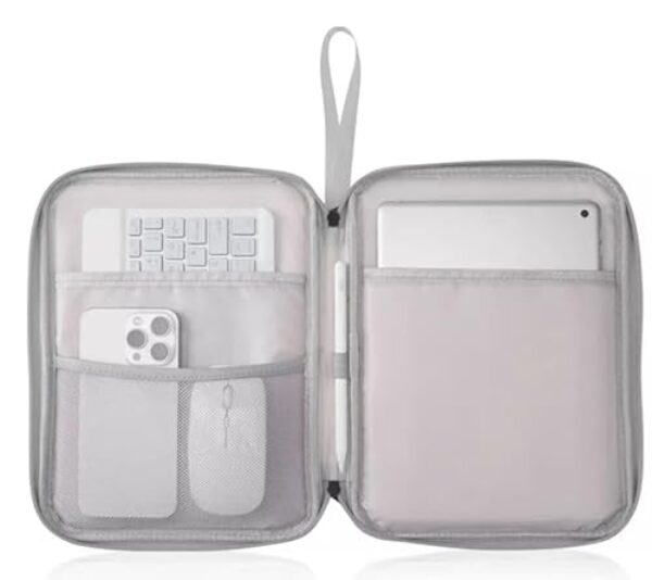 Capa Bolsa Case de transporte para tablet de 9 a 12.4 polegadas Compatível com iPad 9 10 11, Air, Galaxy Tab A8 A9 A11 9 FE S10 Lite, compartimentos internos (preto)