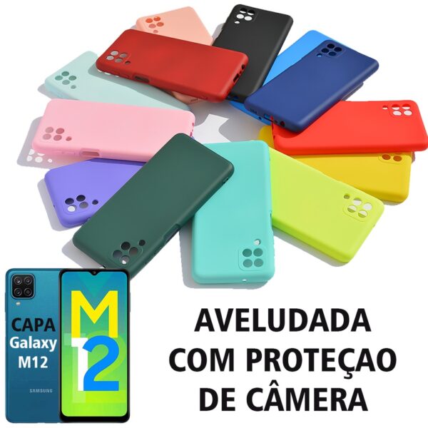 Capa Capinha Case Compatível Galaxy M12 Aveludada com Proteção de Câmera M12 Galaxy Várias Cores