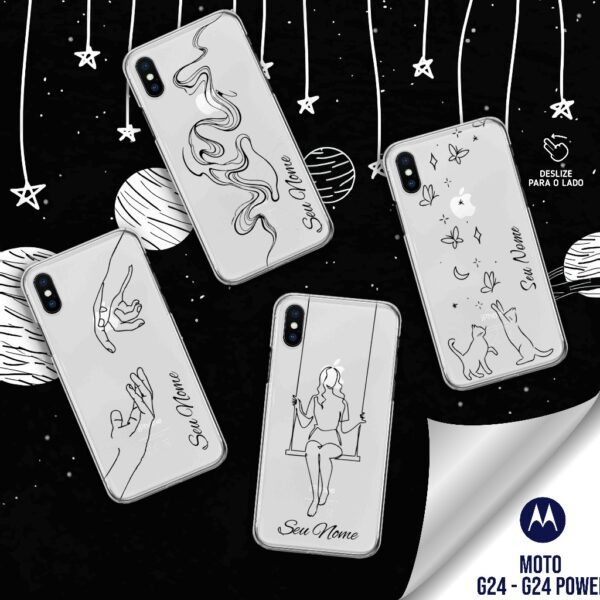 Capa Capinha Case Personalizada com Nome - Moto G24 / Moto G24 Power - Coleção Linhas Finas