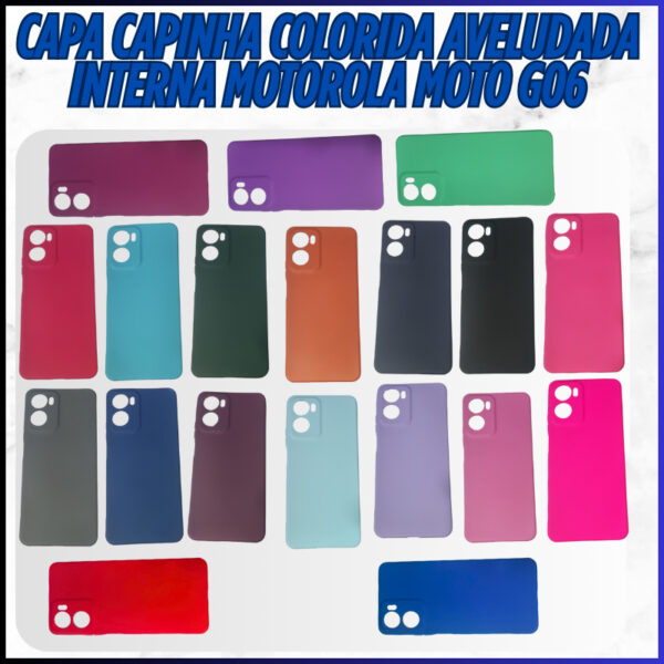 Capa capinha colorida aveludada interna Motorola Moto G06