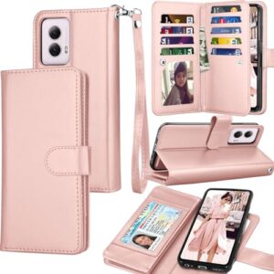 Capa carteira para Motorola Moto G Power 5G | Apenas 2024 | XT2415, couro PU, compartimentos para cartões de crédito, dinheiro, bolsa de transporte, capa flip [capas rígidas magnéticas destacáveis