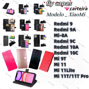 Capa carteira para Redmi,Xiao,Remdi,REDMI 9 REDMI 9A MI-8A REDMI 9C REDMI 10A REDMI 10C MI 9T MI 11 MI 11Lite MI 11T/11T Pro