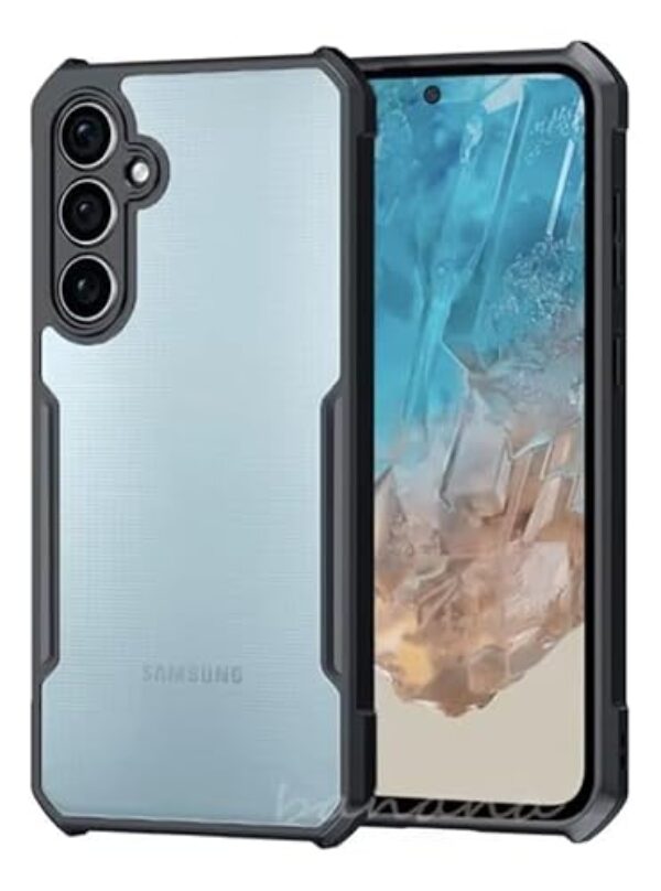 Capa Case Capinha Dual Shock Sense Transparente Preta Acabamento Premium Proteção Contra Arranhões, Quedas e Impactos para Samsung Galaxy M55