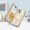 Capa compatível com iPhone 15 Plus - compatível com MagSafe - transparente transparente traseira elegante galvanizada borda espelhada - capa antichoque magnética à prova de choque - 17.0 cm 2023