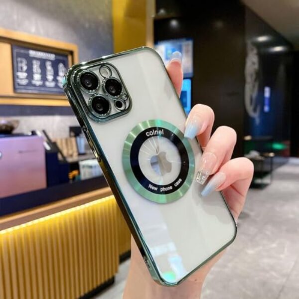 Capa compatível com iPhone 16 Pro, magnética compatível com Magsafe, protetor de câmera de lente de vidro, capas de telefone rígidas luxuosas com visualização de logotipo para iPhone 16 Pro para