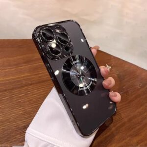 Capa compatível com iPhone 16 Pro Max, magnética compatível com Magsafe, protetor de câmera de lente de vidro, capa rígida de luxo com visualização de logotipo para iPhone 16 Pro Max para mulheres e