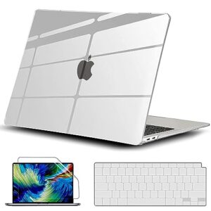 Capa compatível com MacBook Air de 13 polegadas, RKINC 2022, versão 2021-2018 A2337 M1 A2179 A1932 Retina Display Touch ID, capa rígida de plástico, capa de teclado e protetor de tela (transparente)