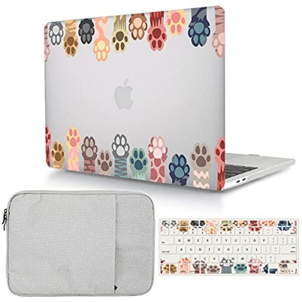 Capa compatível com MacBook Pro 15 polegadas 2019 2018 2017 2016 versão A1990 A1707, capa rígida protetora de plástico e capa de teclado e capa para MacBook Pro 15,4 com Touch Bar - pata fofa