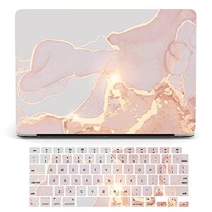 Capa compatível com MacBook Pro 15 polegadas 2019 2018 2017 2016 versão A1990 A1707, capa rígida de plástico e protetor de teclado compatível com Mac Pro 15 com Touch Bar - mármore rosa