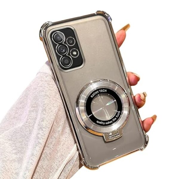 Capa com suporte de anel para Samsung Galaxy A53 5G capa magnética à prova de choque capa protetora antiimpressão digital galvanizada de silicone TPU transparente para Galaxy A53 5G (A)