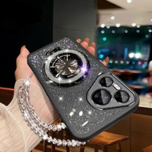 Capa com suporte para celular com pulseira de cristal brilhante para Xiaomi POCO F6 F5 M6 M5S M4 M3 X6 X5 X4 X3 Pro GT C65 C61, preta, para POCO X3 NFC