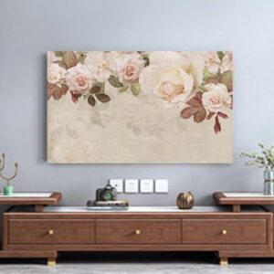 Capa contra poeira para TV interna com estampa floral de 81 a 203 cm Protetor de tela universal LCD/LED de tecido lavável para sala de estar e quarto decoração-flor1||124.5-132.1 cm