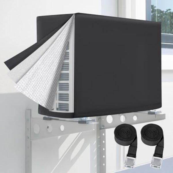Capa de ar condicionado de janela para unidades externas, capas de ar condicionado de inverno resistentes com isolamento de 3 camadas, protetor de congelamento e à prova d'água para unidades de CA ao