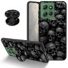 Capa de caveira escura para Motorola Moto G Power 5G 2025, capa protetora de TPU macio à prova de choque com suporte combinando, capa de telefone fina antiarranhões para Moto G Power 5G 2025 6,8