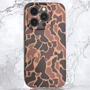 Capa de celular camuflada compatível com iPhone, camuflagem de pato, camuflagem, resistente, ao ar livre, cavalheiro, clássico, vintage... (marrom, 17 pro max)