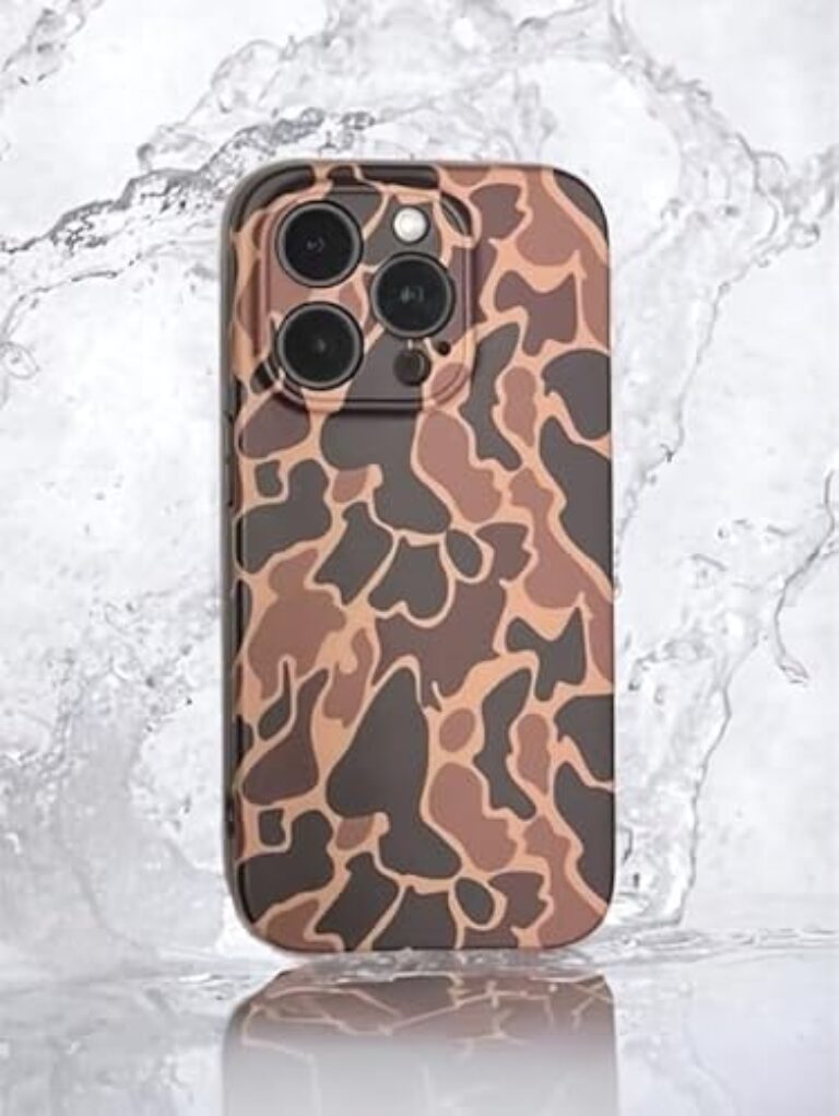 Capa de celular camuflada compatível com iPhone, camuflagem de pato, camuflagem, resistente, ao ar livre, cavalheiro, clássico, vintage... (marrom, 17 pro max)