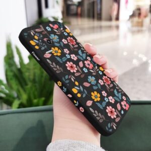 Capa de celular com estampa de flores para Xiaomi Poco F7 X7 M6 X6 F6 M5S F5 X5 M5 F4 X4 M4 F3 M3 Pro C40 4G 5G GT, capa de sílica líquida, preta, para Poco X4 Pro 5G