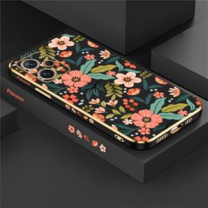 Capa de celular com estampa de flores para Xiaomi Redmi Note 12 11 10 9S 8 7 9T 4 Pro MAX, capa de silicone à prova de choque, preta, 173, para Redmi Note 7 7S
