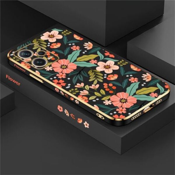 Capa de celular com estampa de flores para Xiaomi Redmi Note 12 11 10 9S 8 7 9T 4 Pro MAX, capa de silicone à prova de choque, preta, 173, para Redmi Note 7 7S