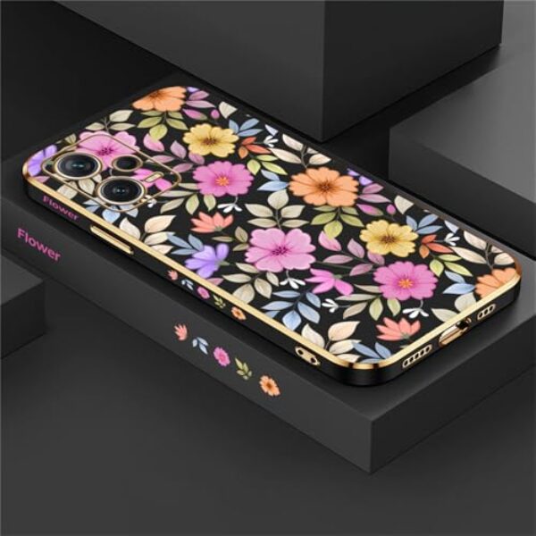 Capa de celular com estampa de flores para Xiaomi Redmi Note 12 11 10 9S 8 7 9T 4 Pro MAX, capa de silicone à prova de choque, preta, 172, para Redmi Note 9S
