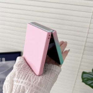Capa de celular com gradiente de cor PC Skin Feel para Samsung Galaxy Z Flip 7 6 5 4 3 ZFlip5 Flip6 Flip7 FE, capa de proteção com janela grande, rosa, vermelho-rosa, para Galaxy Z Flip7 FE