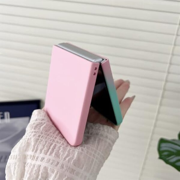 Capa de celular com gradiente de cor PC Skin Feel para Samsung Galaxy Z Flip 7 6 5 4 3 ZFlip5 Flip6 Flip7 FE, capa de proteção com janela grande, rosa, vermelho-rosa, para Galaxy Z Flip7 FE