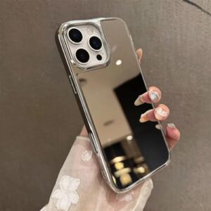 Capa de celular espelhada e brilhante para iPhone 16, 15, 14, 13, 12, 11 Pro Max XR (para iPhone 16 Plus/prata)
