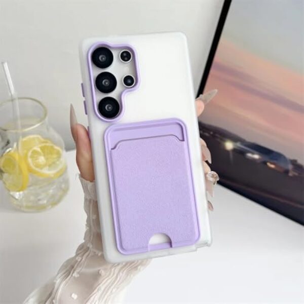 Capa de celular luxuosa com compartimento para cartão para Samsung Galaxy S25 S24 S23 Ultra Plus S24, capa tipo carteira fosca (para Galaxy S23 FE/roxa)