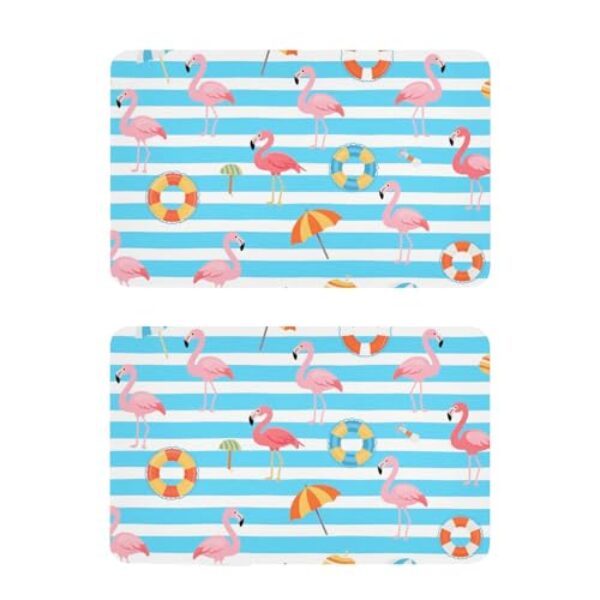 Capa decorativa de flamingo de verão listrada azul e branca para lava-louças capa de ímã de geladeira reutilizável painel de capa de lava-louças decoração de férias Imán decorativo para lavavajillas
